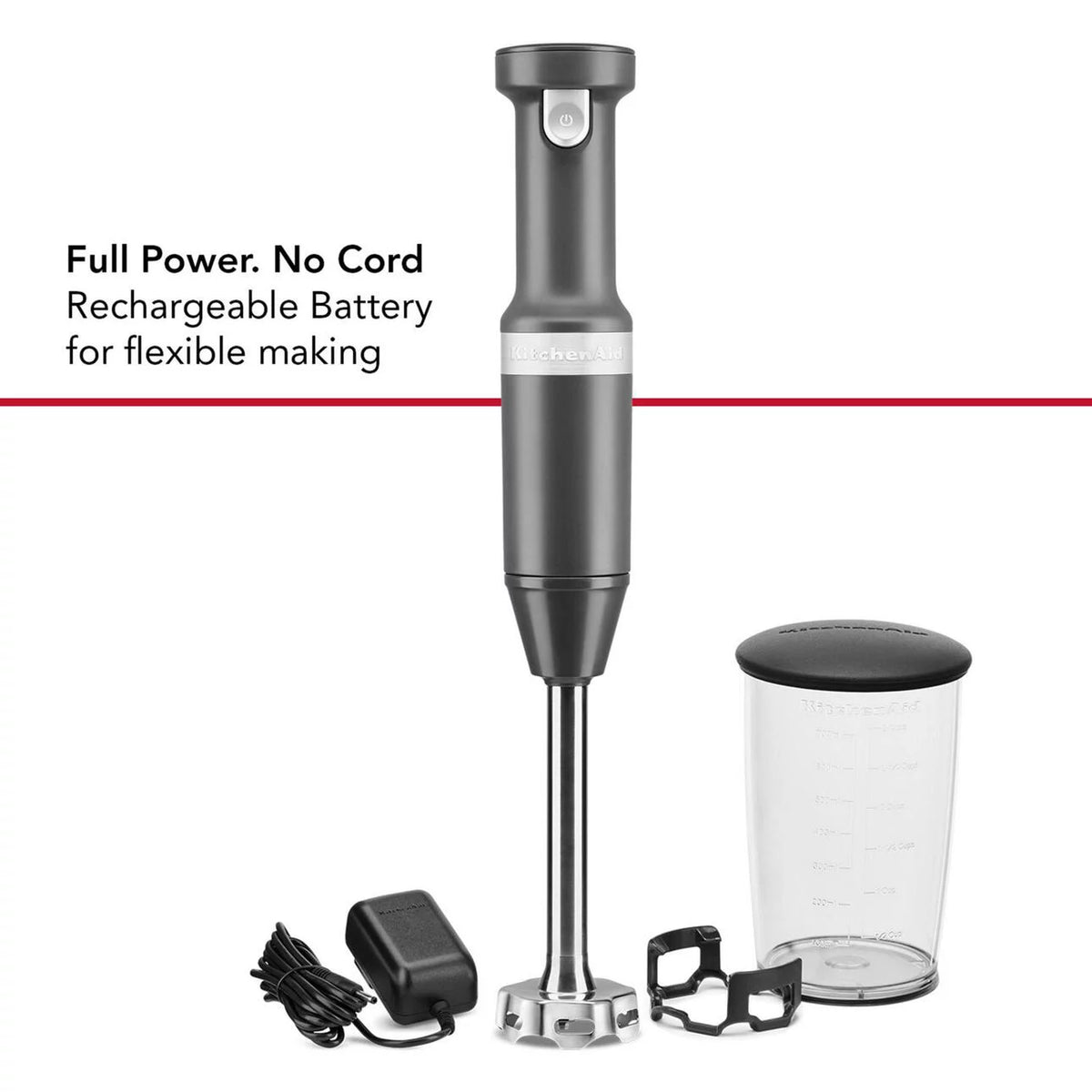 Cordless Variable Speed Hand Blender with Chopper and Whisk Attachment K339