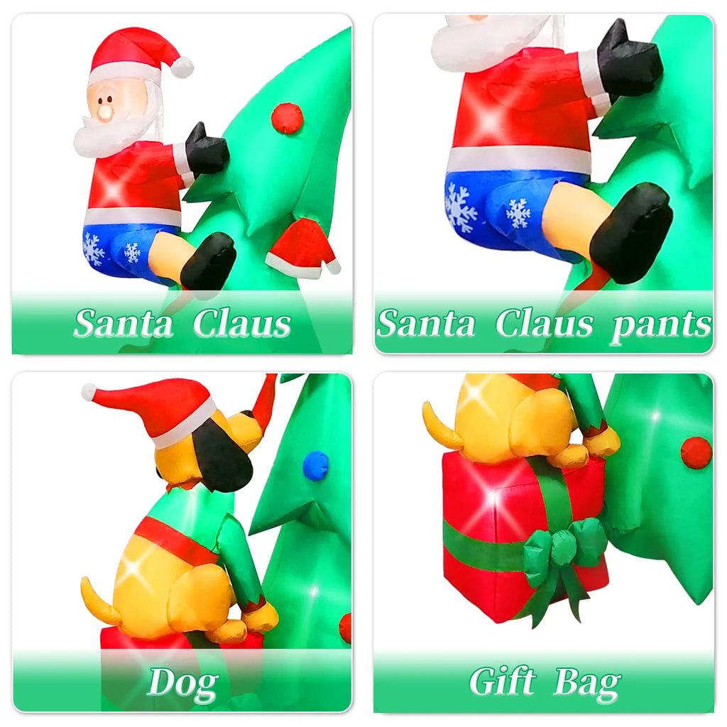 7ft Christmas Inflatable Santa Claus with Dog, 6 LED Lights R9148