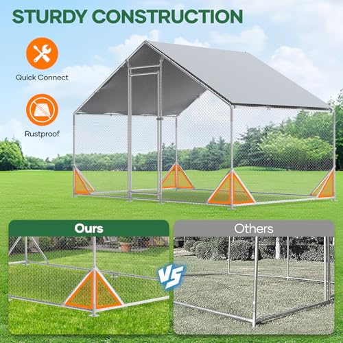 20x10x6.56 FT Metal Chicken Coop with Cover A1745