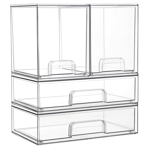Clear Plastic Stackable Storage Drawers Set of 6 G384