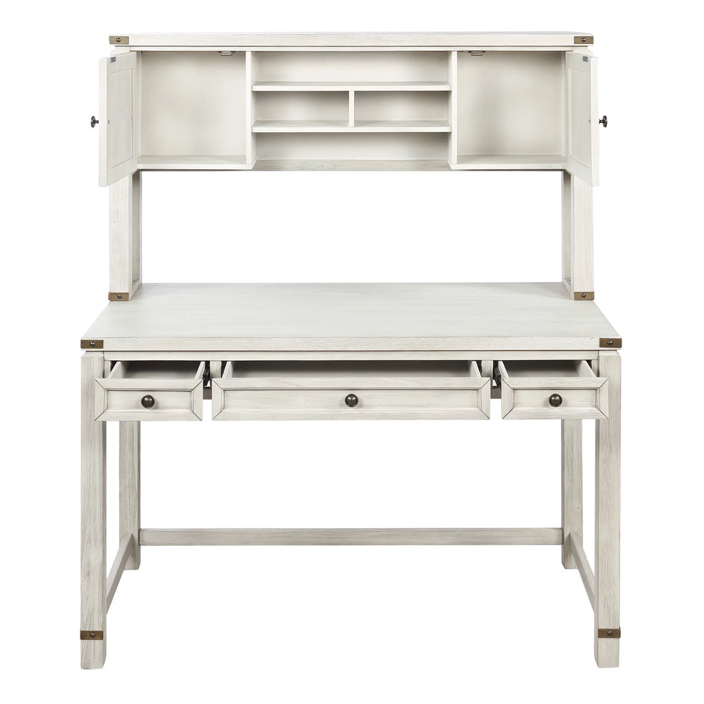 Champagne Oak Engineered Wood Desk with Hutch S94692