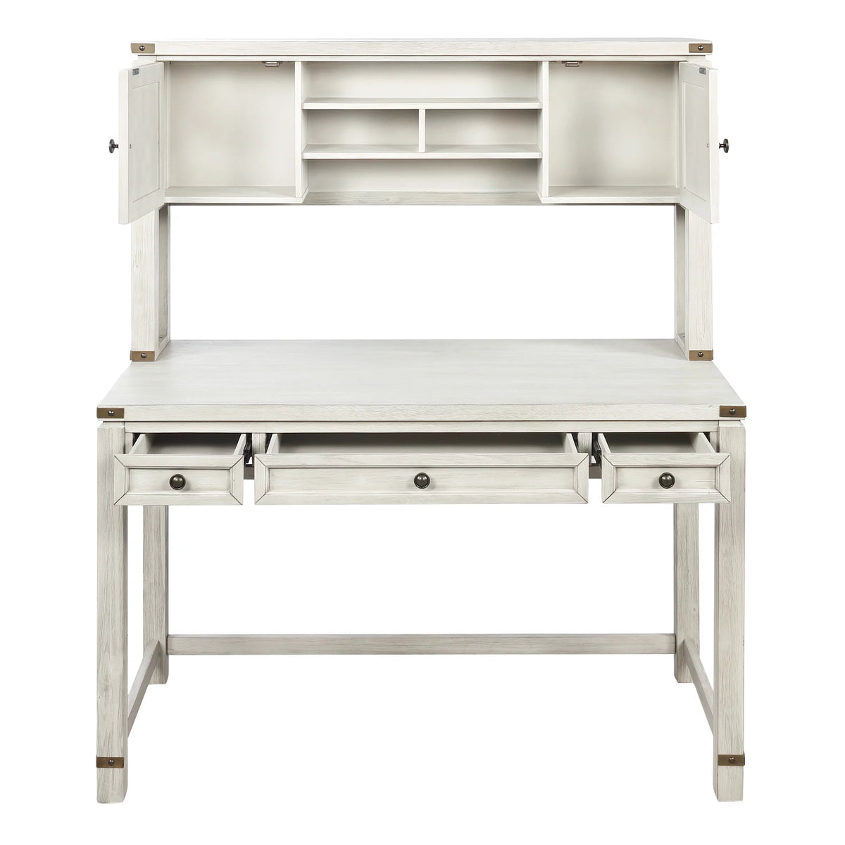 Champagne Oak Engineered Wood Desk with Hutch S94692