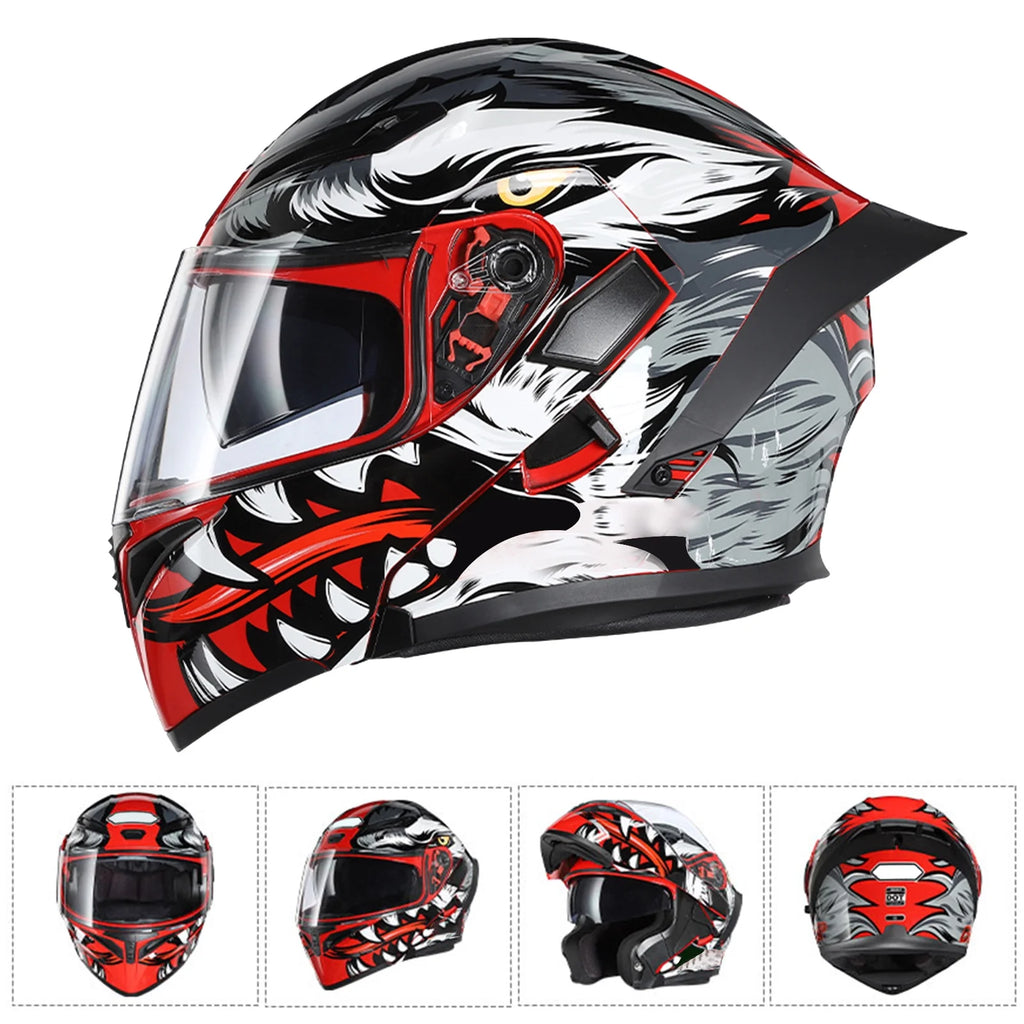 XL Dual Visor Flip up Full Face Motorcycle Helmet F511586