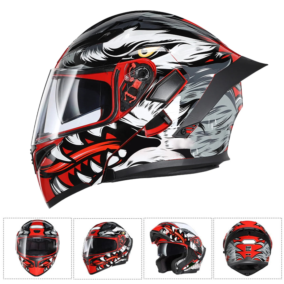 XL Dual Visor Flip up Full Face Motorcycle Helmet F511586