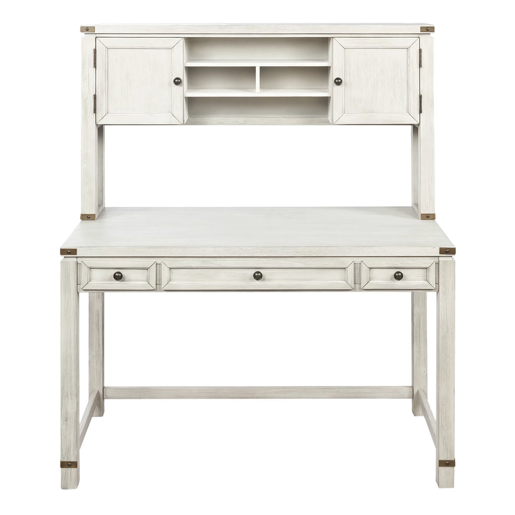 Champagne Oak Engineered Wood Desk with Hutch S94692