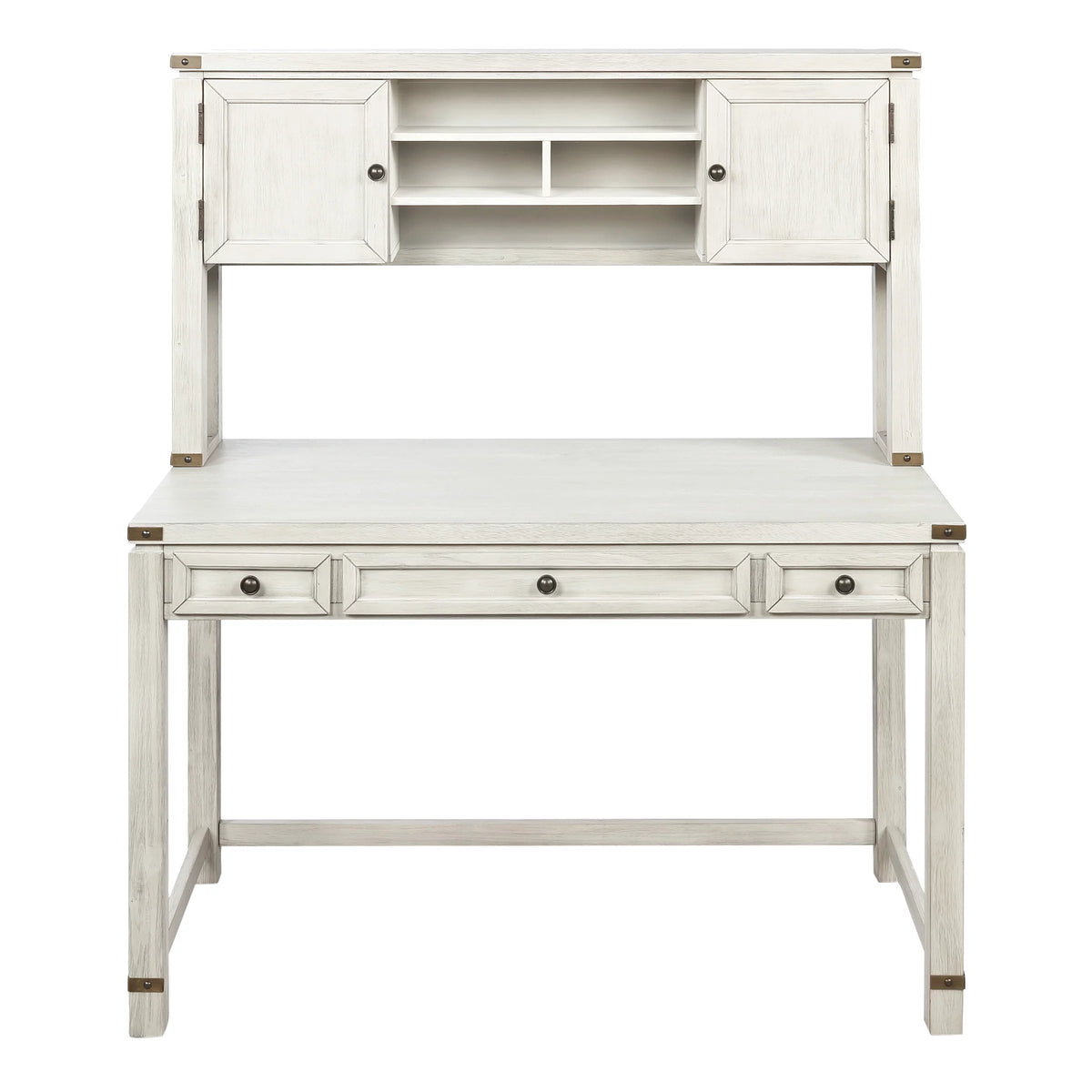 Champagne Oak Engineered Wood Desk with Hutch S94692
