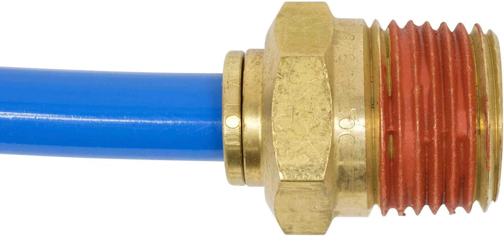 DOT Brass Push to Connect Air Brake Connector, Male Straight 1/2" Tube OD x 3/8" NPT, 5 Pack W665689