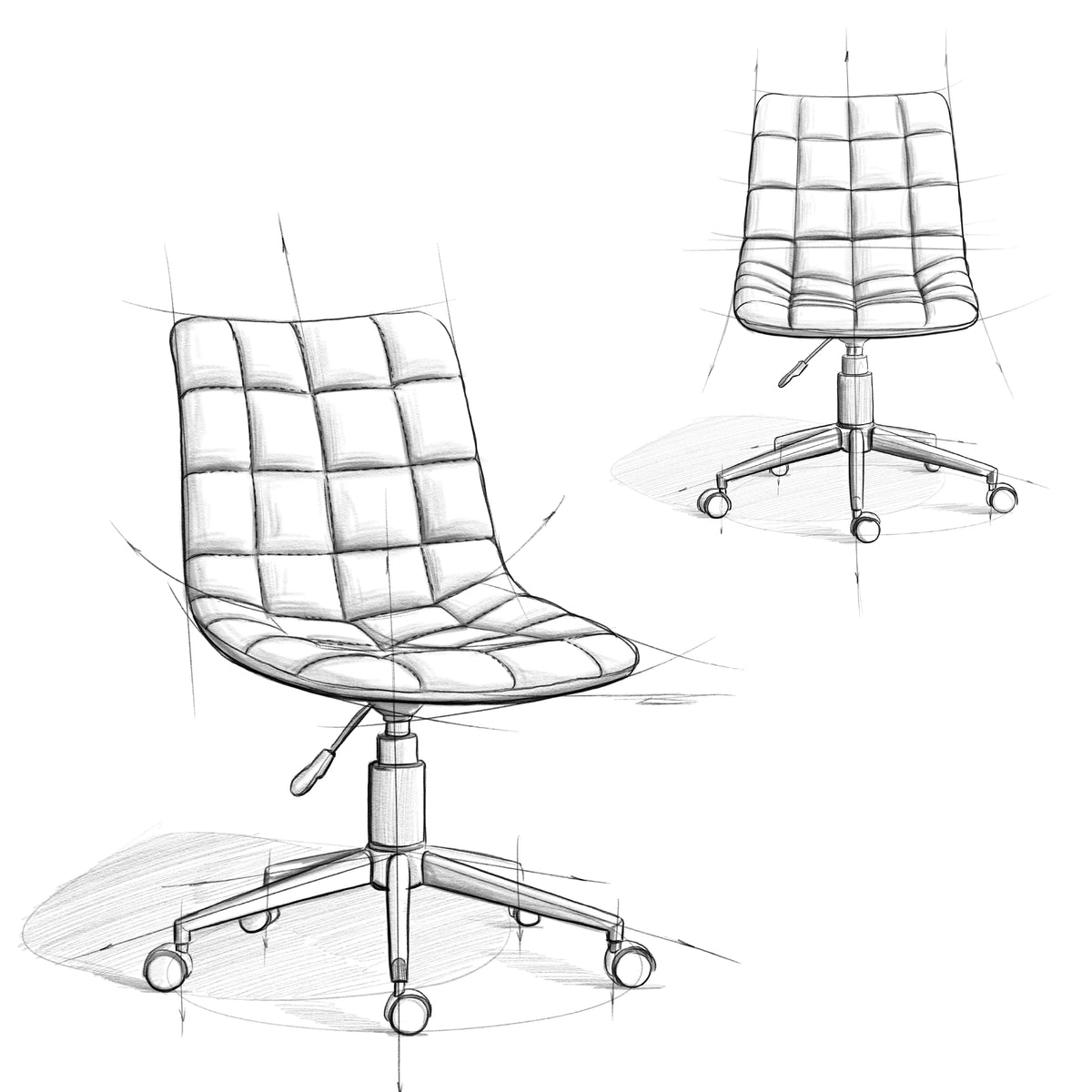 Distressed Blue Adjustable Swivel Office Chair O470787