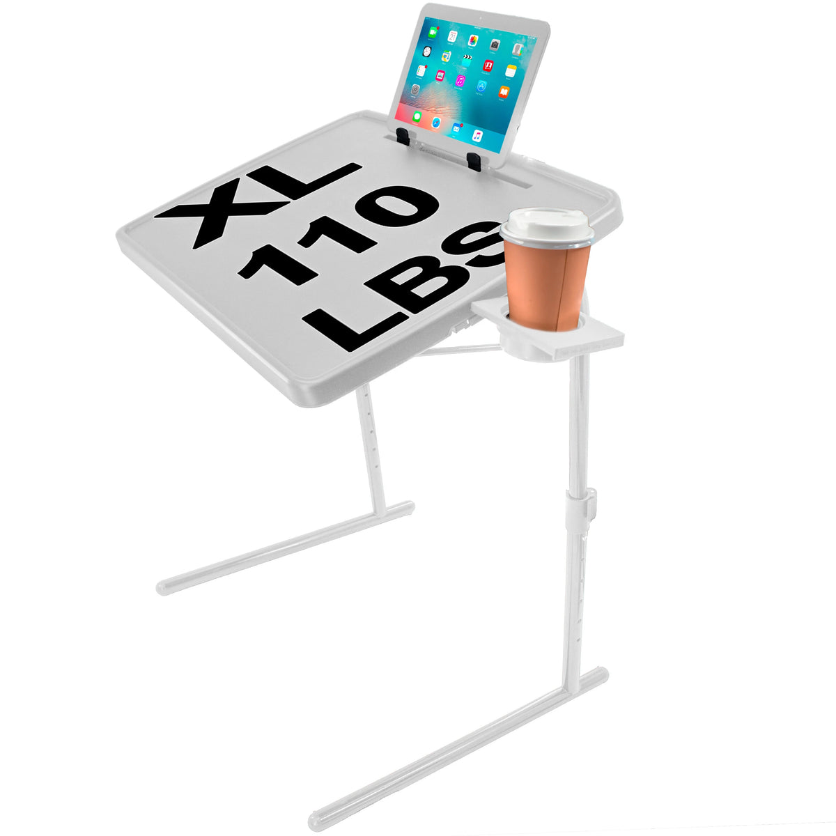 XL Folding TV Tray Table with Rotating Cup Holder, Black T638