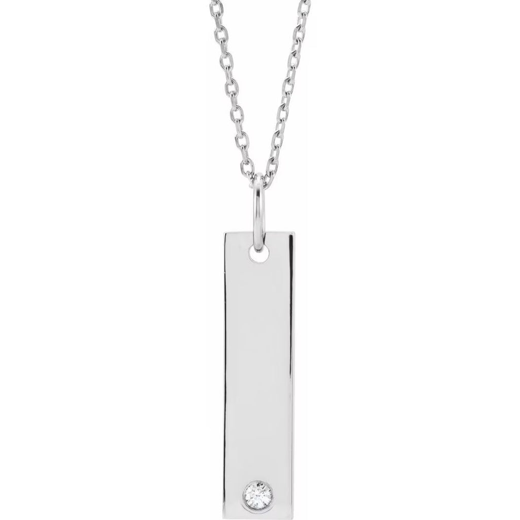 Polished .03 Carat Diamond Bar Necklace L359