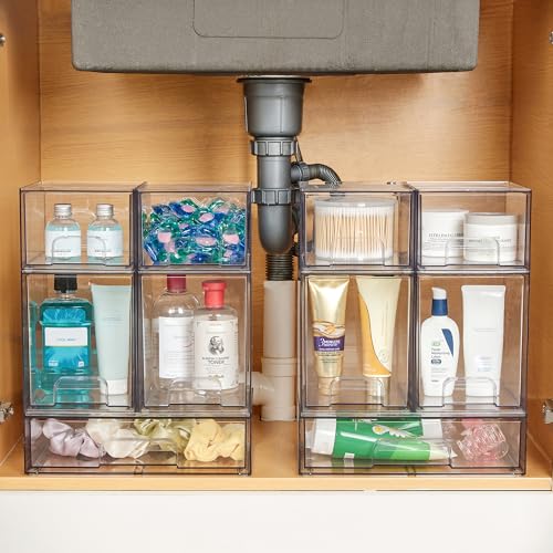 Clear Plastic Stackable Storage Drawers Set of 6 G384