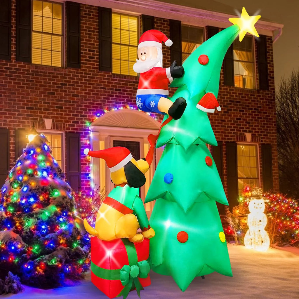 7ft Christmas Inflatable Santa Claus with Dog, 6 LED Lights R9148