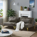 Convertible Sleeper Sofa Bed with Metal Legs and 2 Pillows U1886
