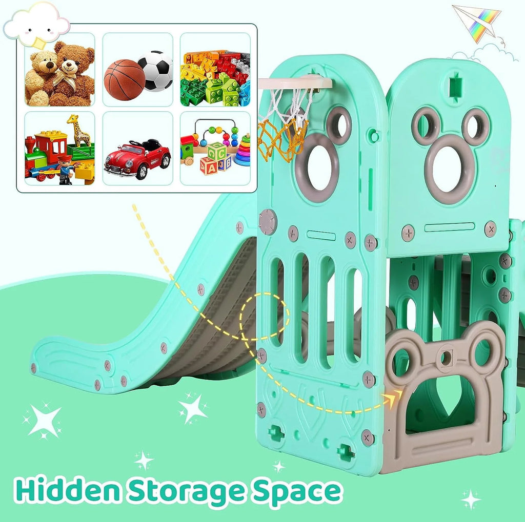 4 in 1 Toddler Slide and Climber Playset with Basketball Hoop E1471
