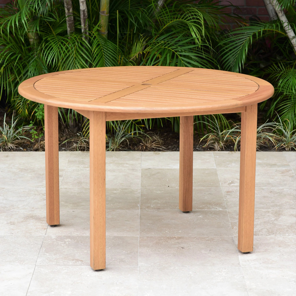 Round Teak Finish Patio Table C9995