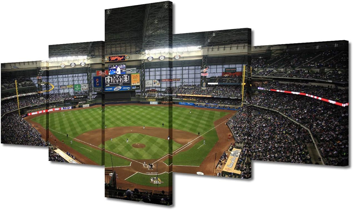 5 Pieces Canvas Art Wall Decor Baseball Stadium Pictures Paintings Posters Prints Stretched Ready to Hang - 50" Wx24 H Pack of 2 C57998