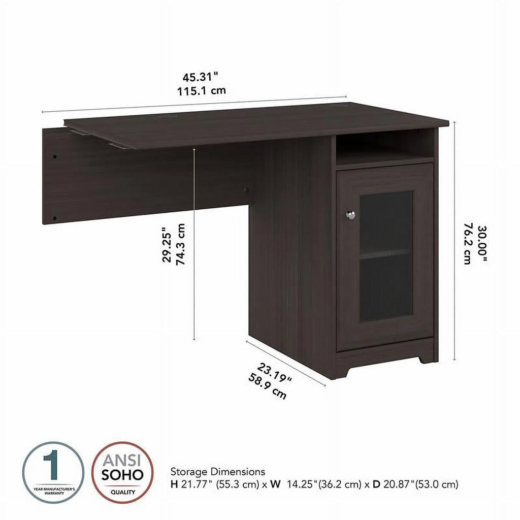 Heather Gray Engineered Wood Desk with Storage A25998