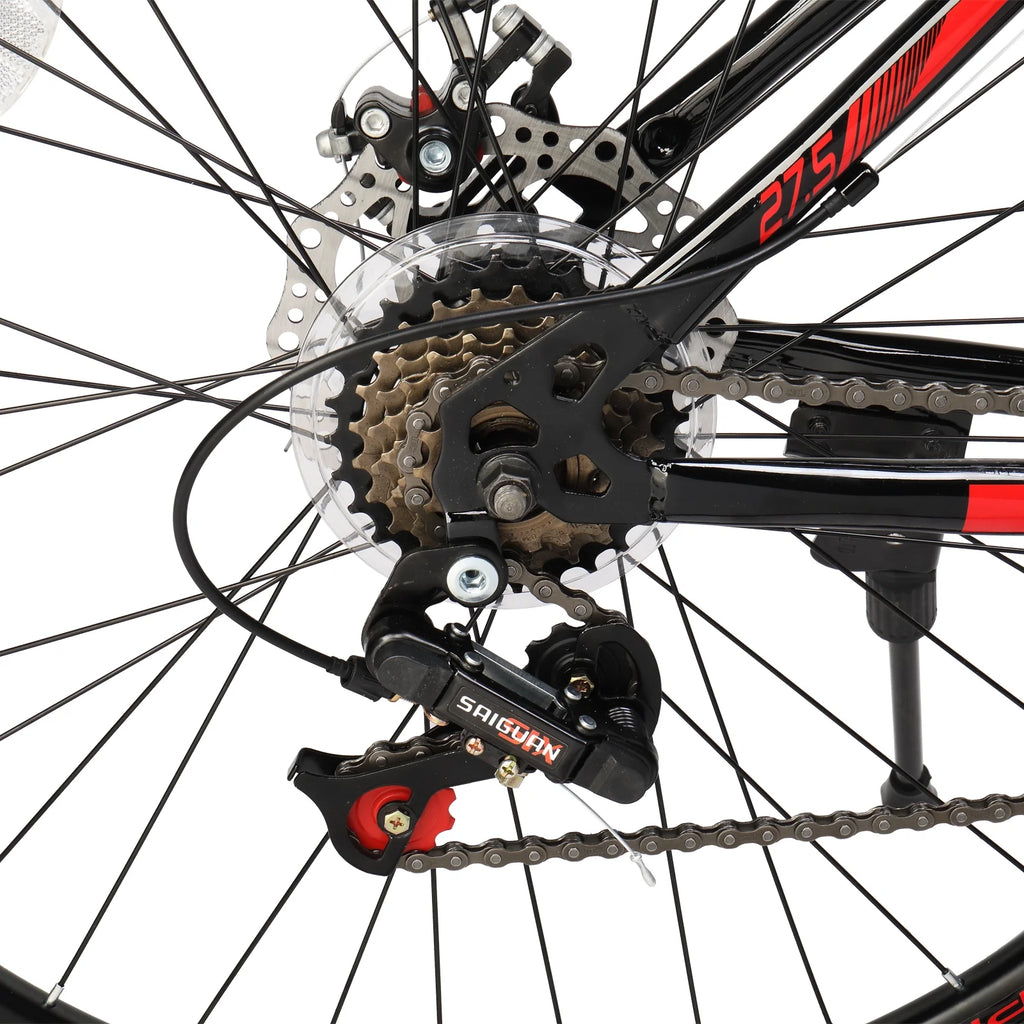 27.5in 21 Speed Mountain Bike with Disc Brakes & Suspension, Black L441367