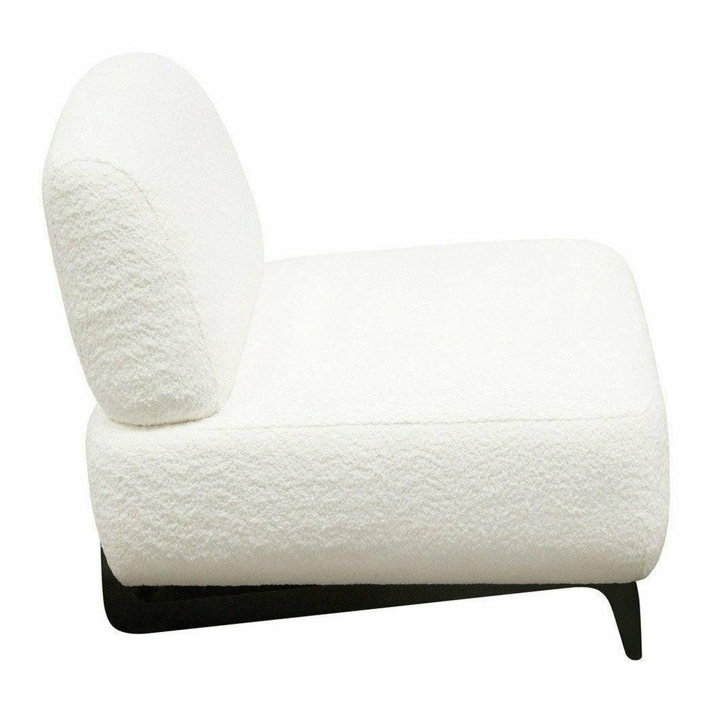 Faux White Shearling Armless Chair with Black Wood Leg Base S80966