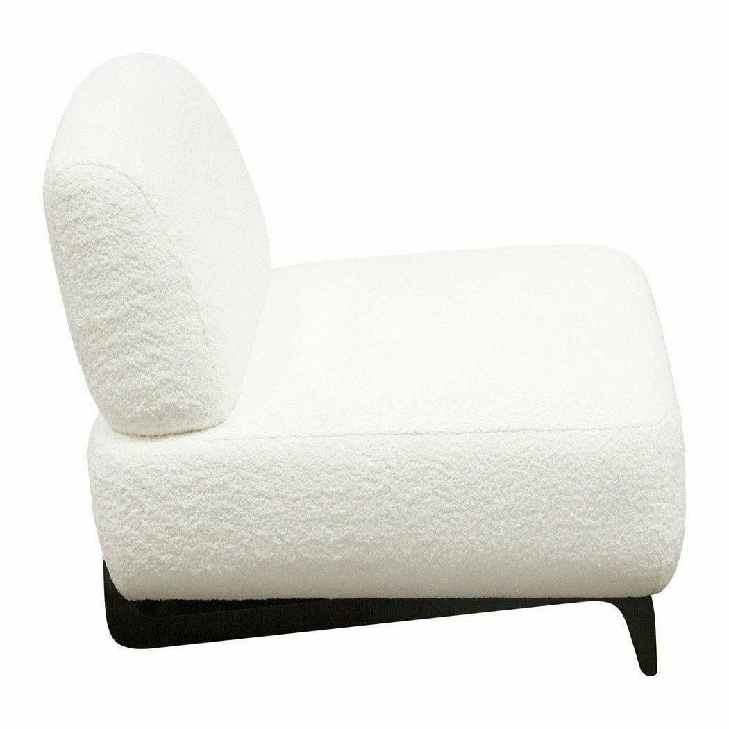 Faux White Shearling Armless Chair with Black Wood Leg Base S80966