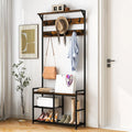 Coat Rack Shoe Bench 3-Tier with 9 Hanging Hooks X23396