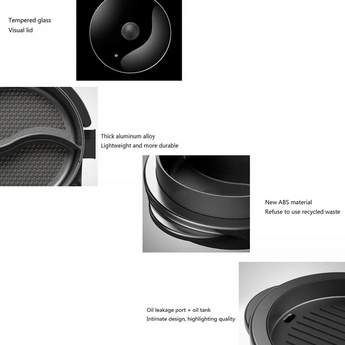 2 in 1 Portable Electric Hot Pot Barbecue Grill Non-Stick Pan N714732