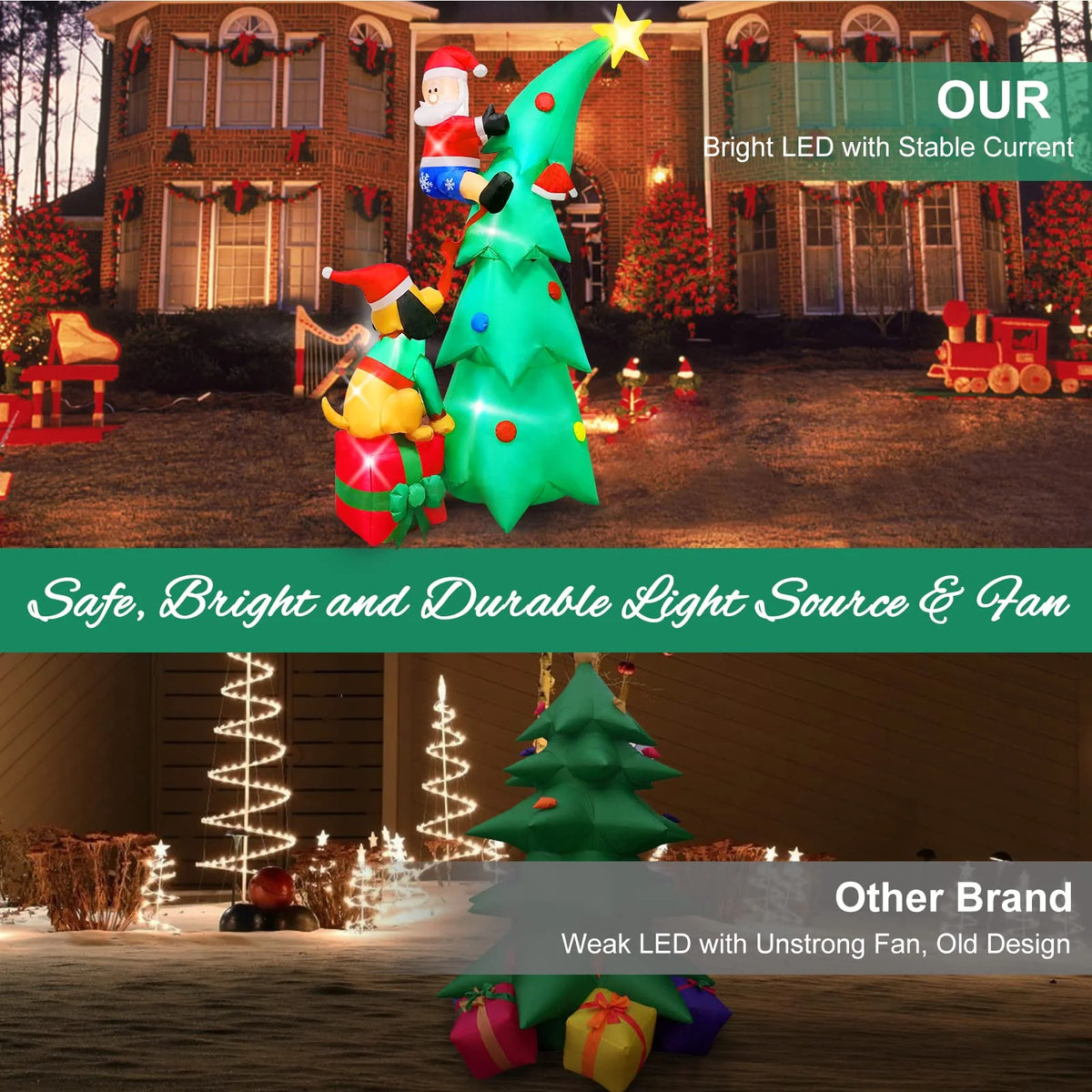 7ft Christmas Inflatable Santa Claus with Dog, 6 LED Lights R9148