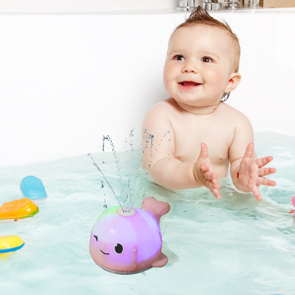 Pink Plastic Spouting Whale Baby Bath Toy T514