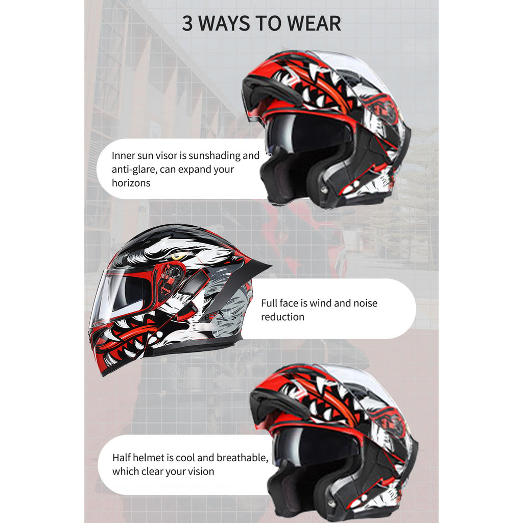 XL Dual Visor Flip up Full Face Motorcycle Helmet F511586