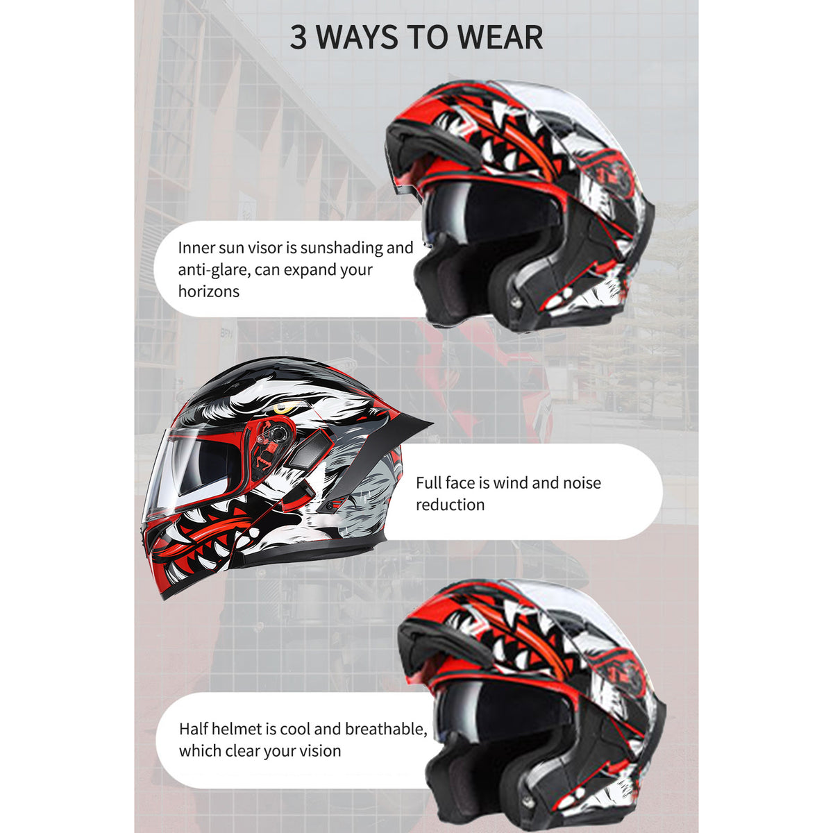 XL Dual Visor Flip up Full Face Motorcycle Helmet F511586