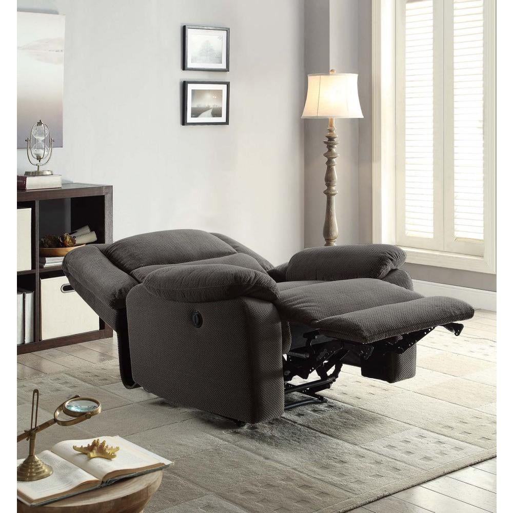 Gray Fabric Push-Button Power Recliner F502234
