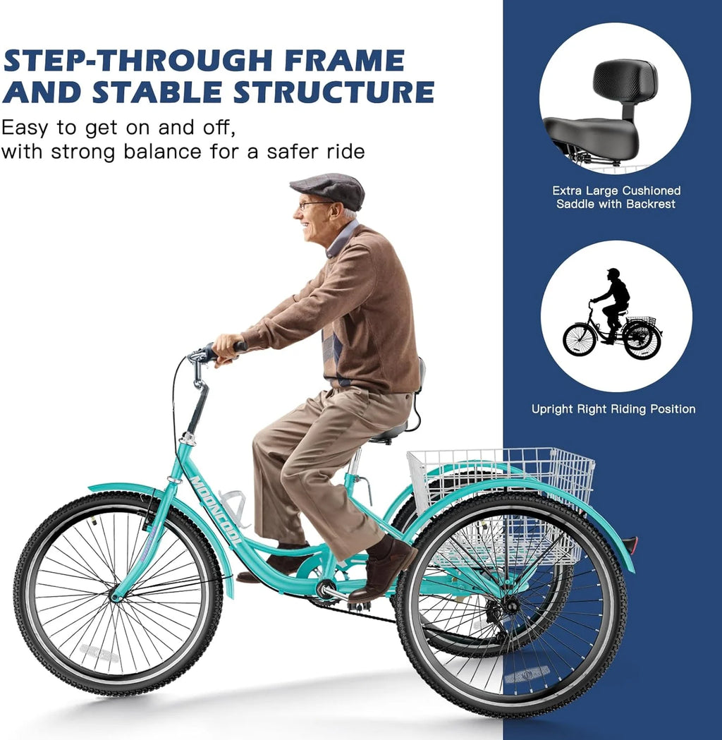20/24/26 inch 7 Speed Adult Tricycle with Basket H677111