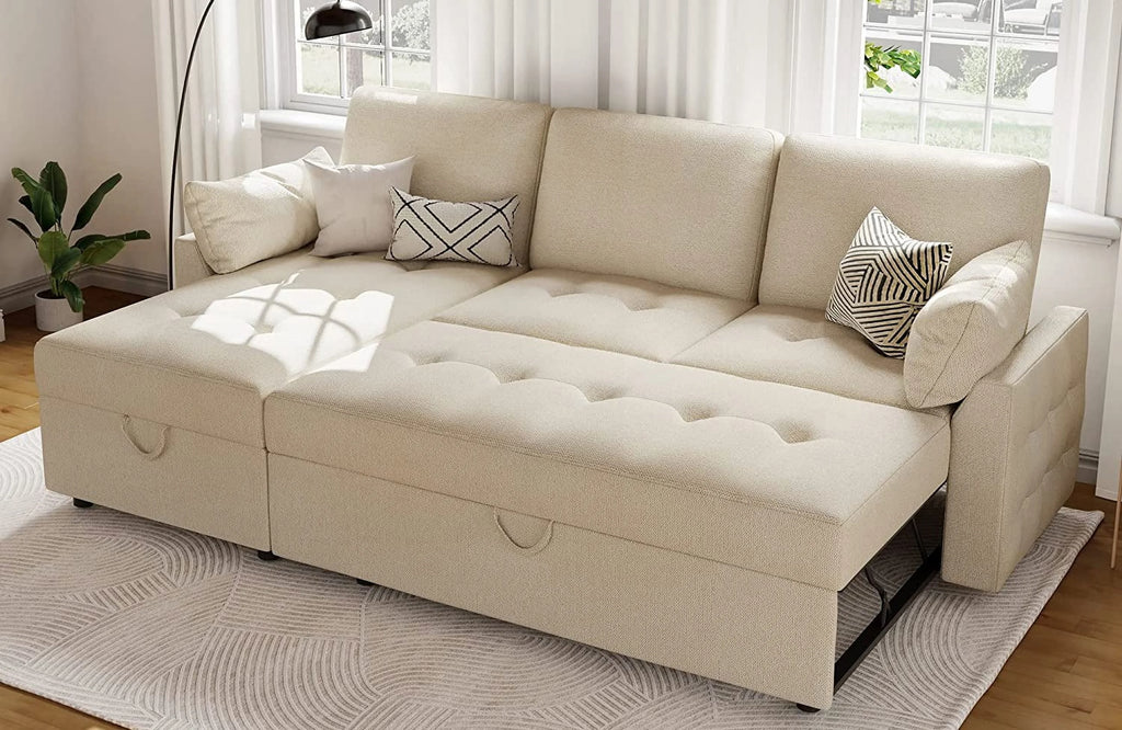 87 Inch Chenille Grey Pull Out Sofa Bed H851712
