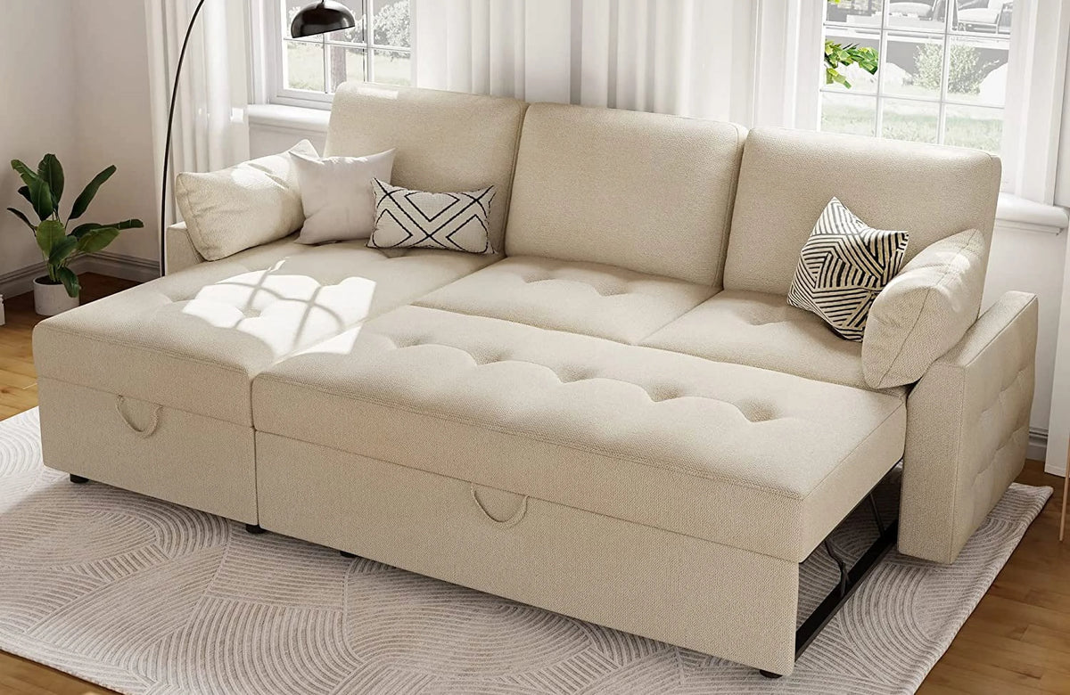 87 Inch Chenille Grey Pull Out Sofa Bed H851712