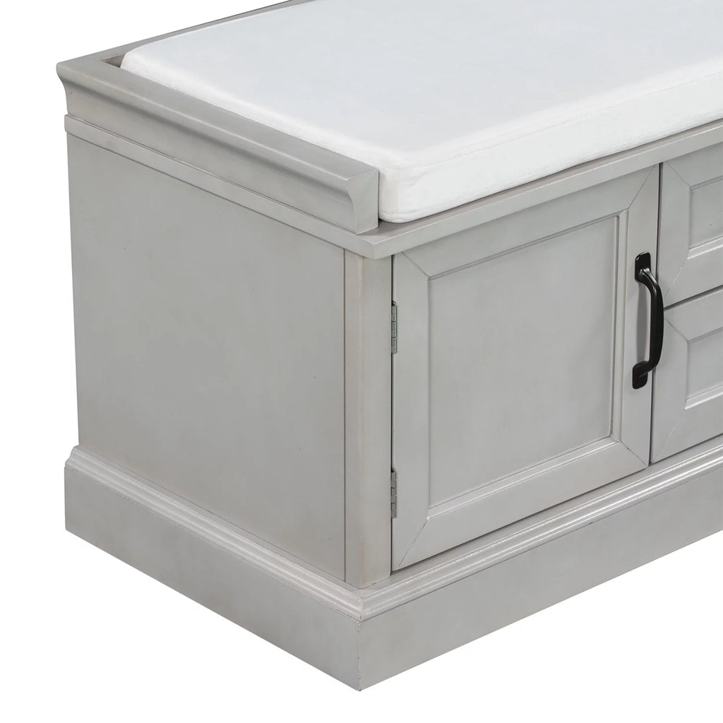 Wooden Storage Bench with 2 Drawers and 2 Cabinets C28962