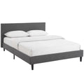 Light Gray Queen Upholstered Platform Bed with Wood Slat Support X83575