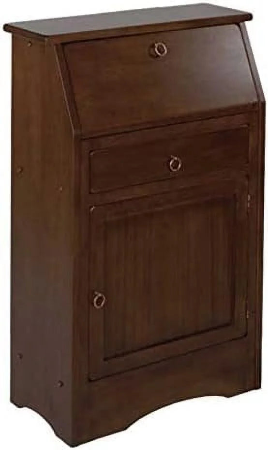 Secretary Desk with Cabinet Door, Fold-Down Table, Shelves, Walnut Finish Z91935