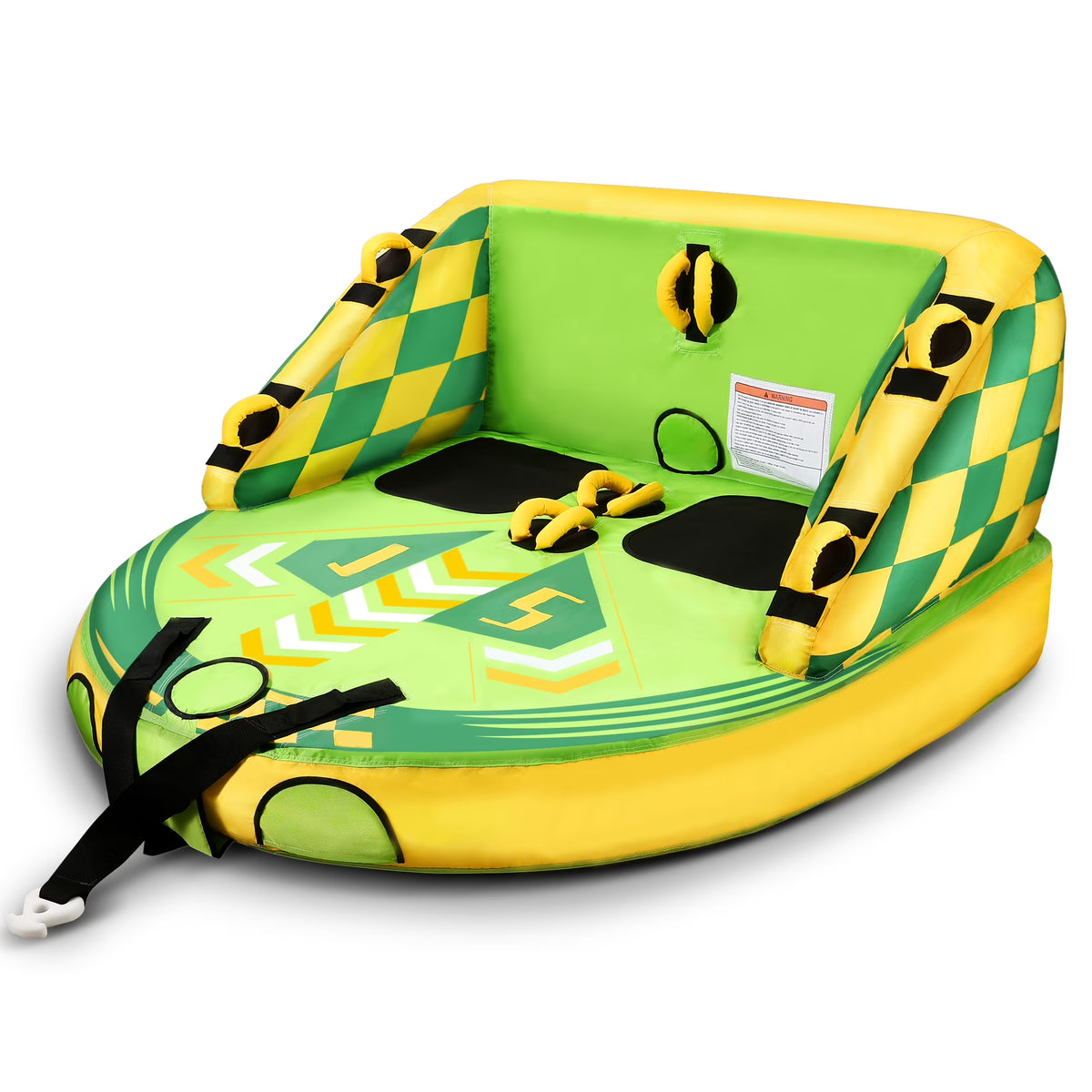Green Inflatable Towable Tube with Foam Seats & Handles Y664812