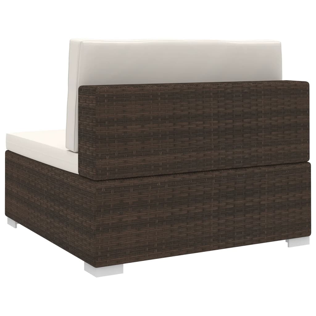 Brown Poly Rattan Sectional Middle Seat with Cushions I727291