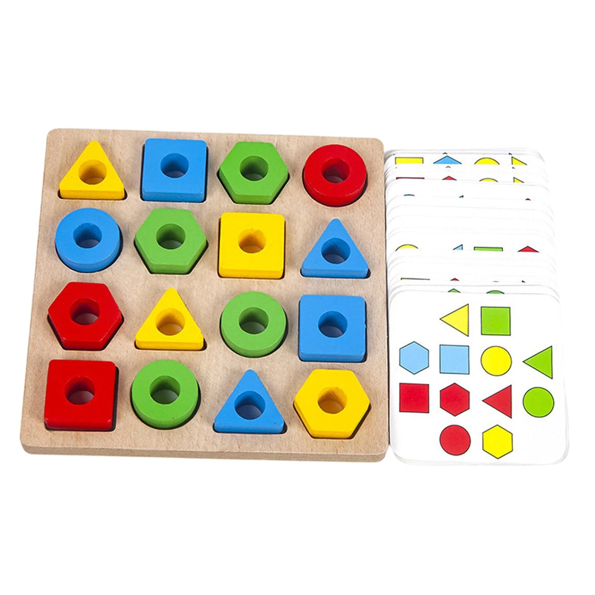 Wood Geometric Shape Matching Stacking Toys Educational Toys for Toddlers O9669