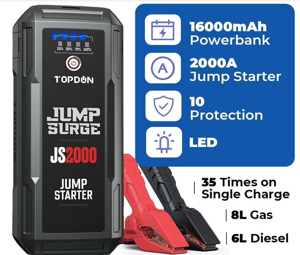12V 2000A Peak Car Battery Charger Jump Starter I3313