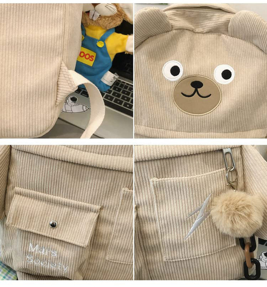 Corduroy Backpack Schoolbag B374
