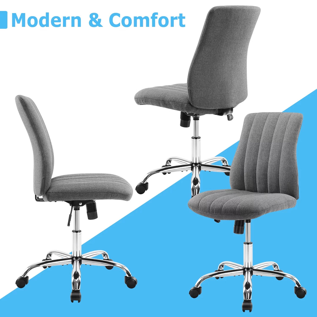 Green Twill Fabric Adjustable Swivel Armless Desk Chair O42736