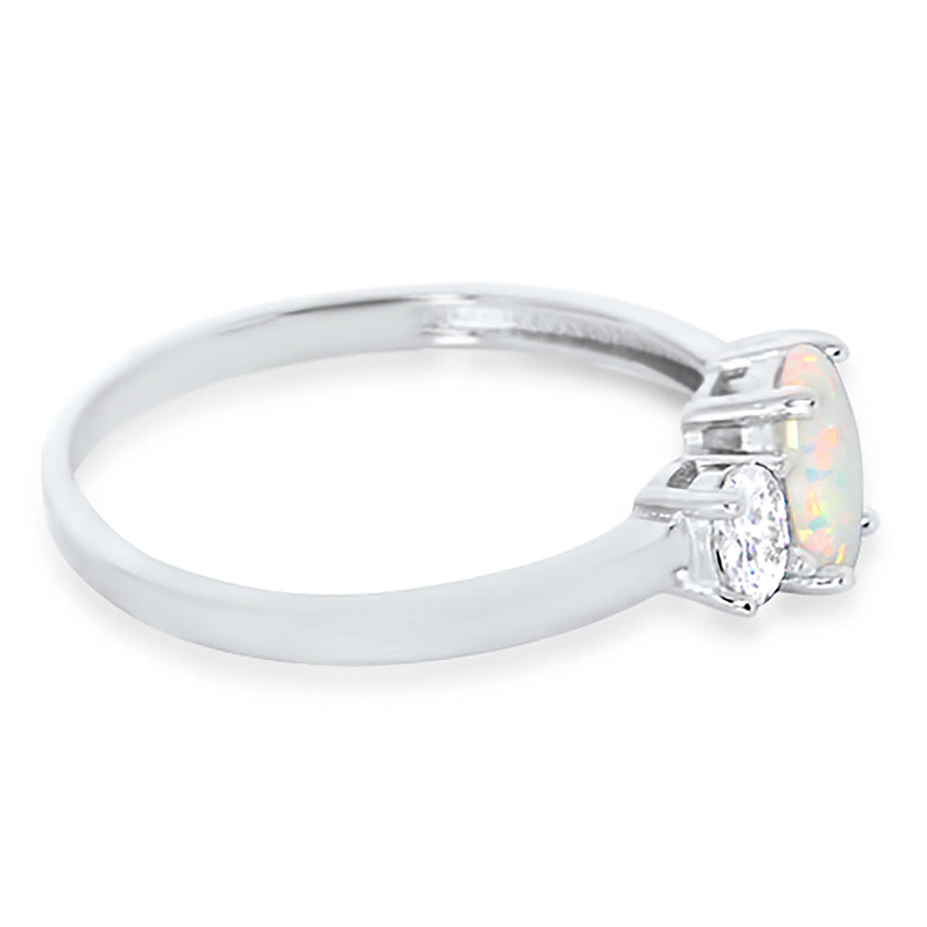 3 Stone Created Opal Ring Size 7 B24123