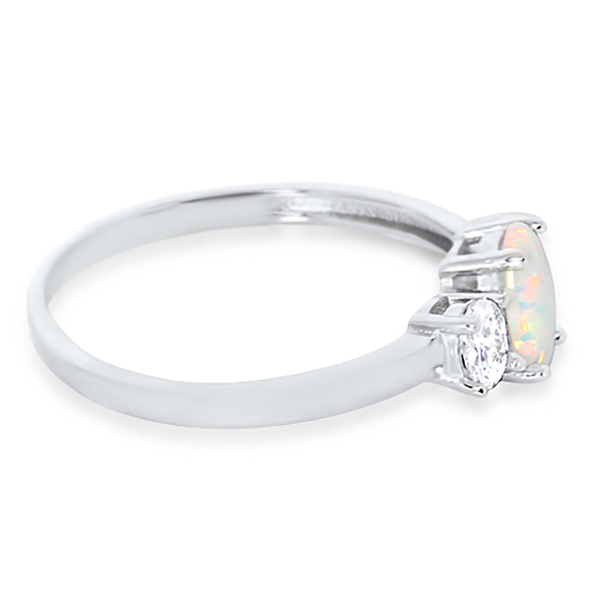 3 Stone Created Opal Ring Size 7 B24123