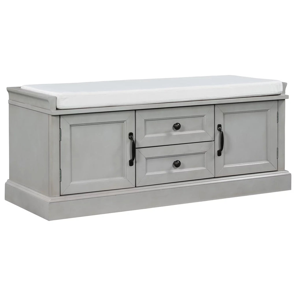 Wooden Storage Bench with 2 Drawers and 2 Cabinets C28962