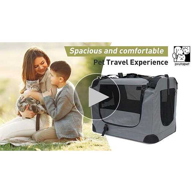 Large Soft-Sided Portable Pet Crate with Collapsible Litter Box and Bowl F635574