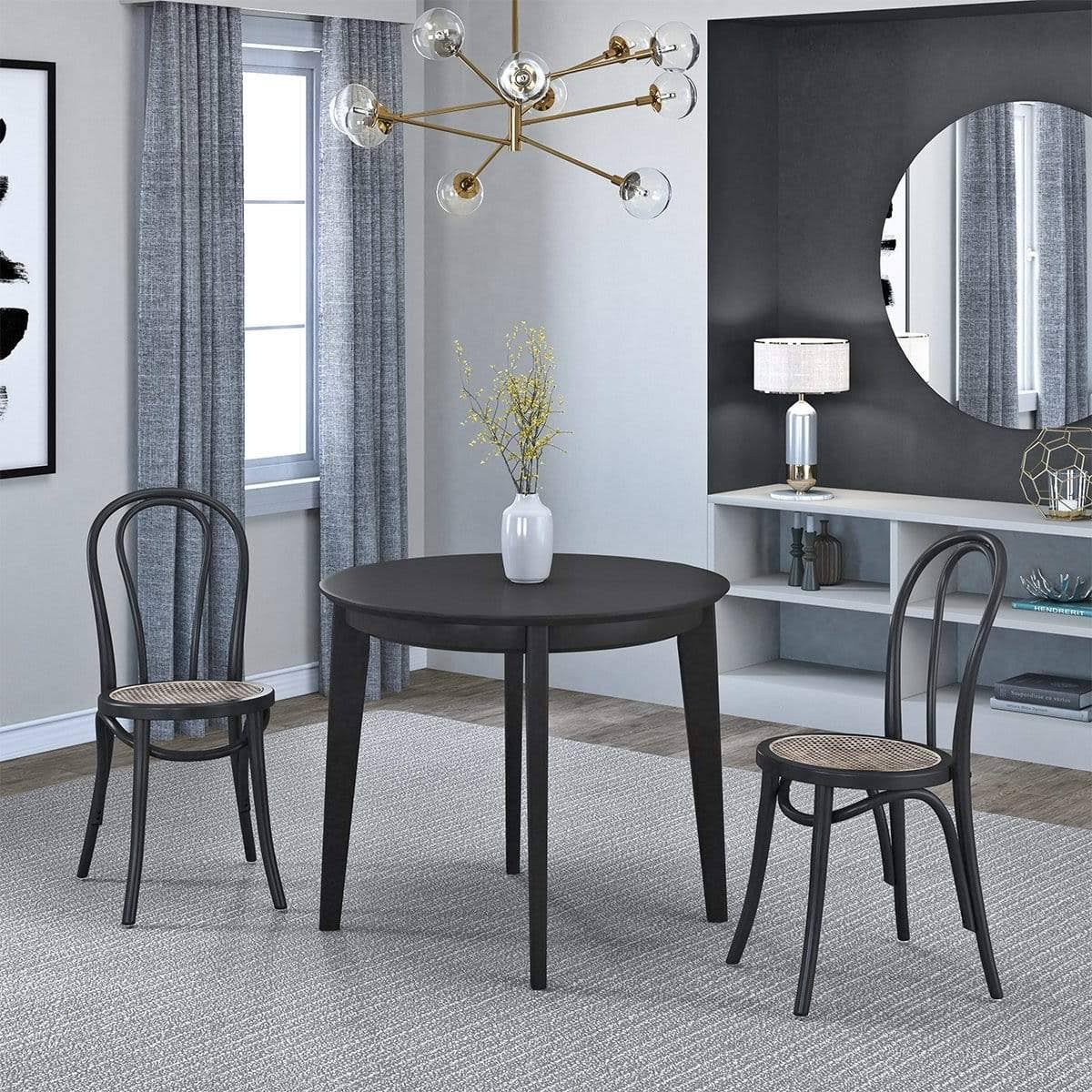 Matte Black / Natural Side Chair Set of 2 X982
