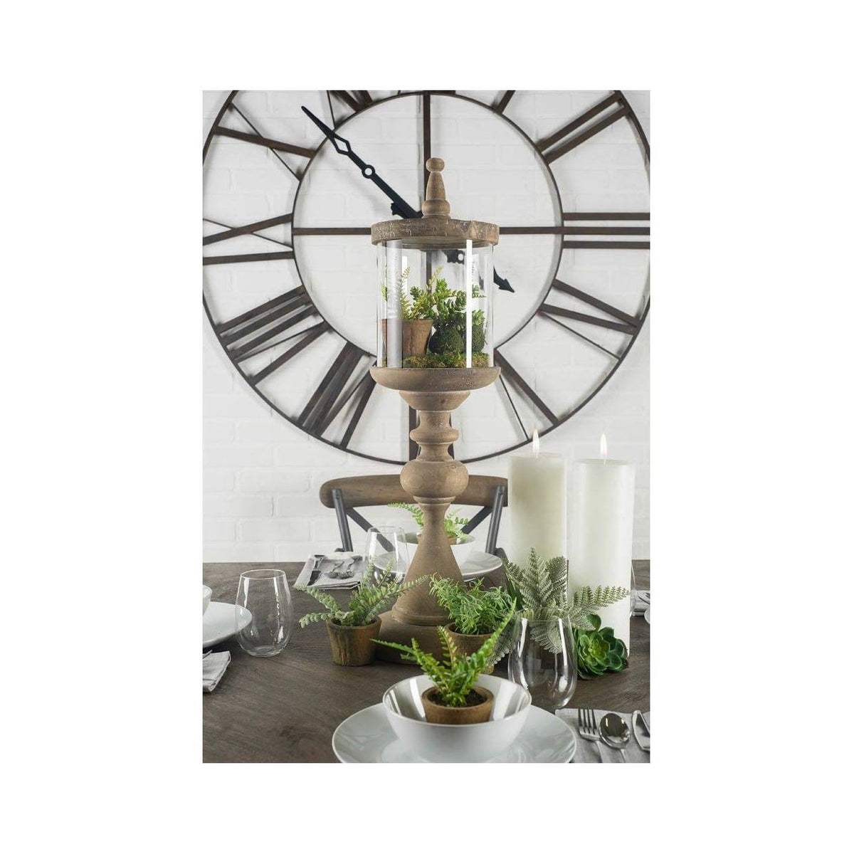 Beige Wood Candle Holder T5636