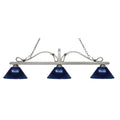 Antique Silver Dark Blue 3 Light Billiard Light B62908